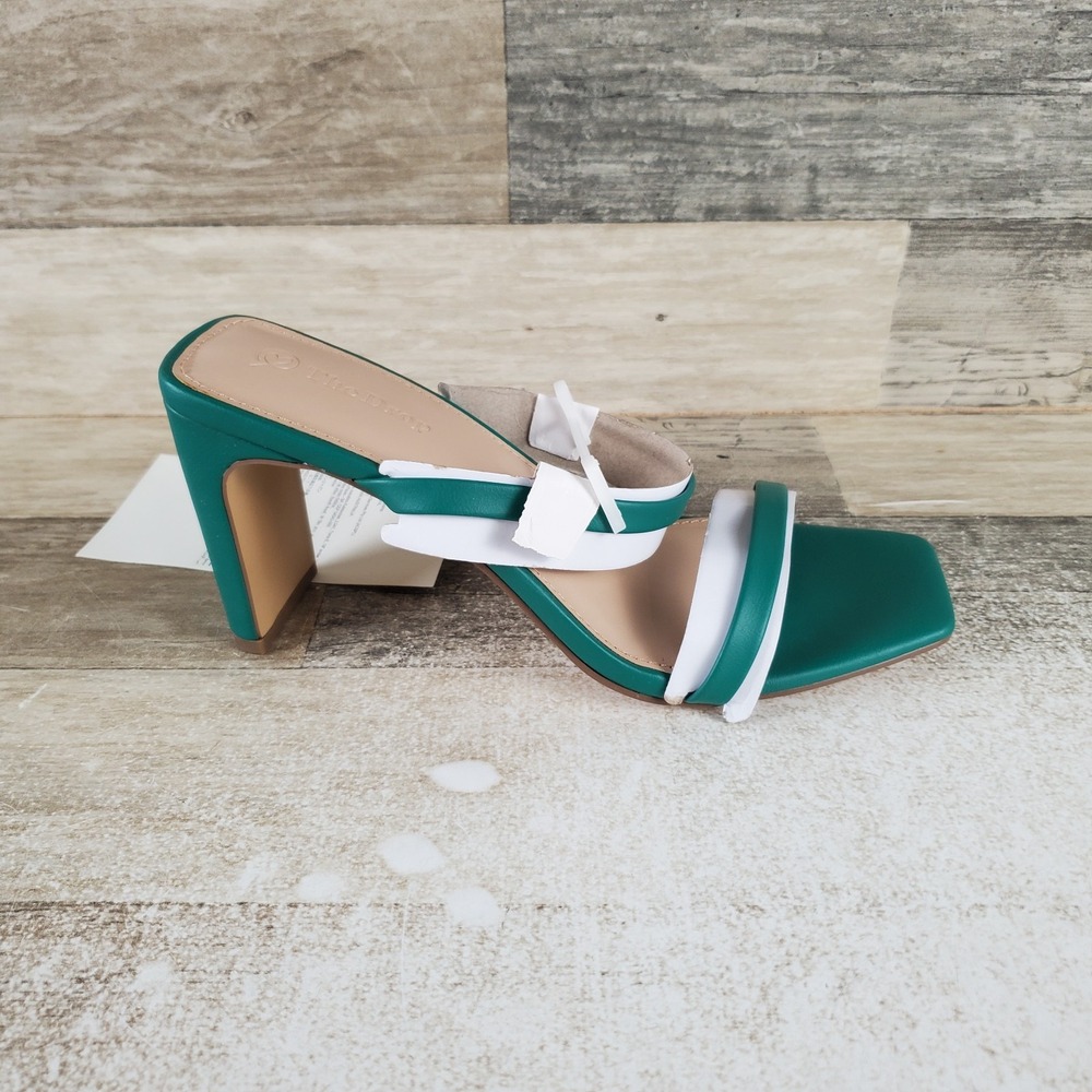 The‎ Drop Womens Sandals Sz 8 Avery Green Strappy Block Heeled Square Toe